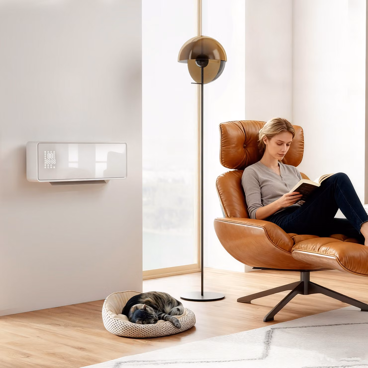 Stufa in ceramica da parete HOMCOM 2000W con telecomando, timer e 3 modalità, colore bianco – 2