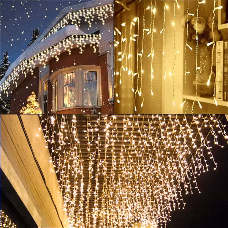 Jopassy LED ghiacciolo luci fiabesche 400 LED 15m bianco caldo Natale ghiacciolo luci fiabesche all'aperto