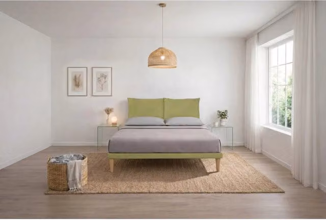 Letto imbottito Matrimoniale 180x200 cm Soft - Con rete,Microfibra,Tè verde