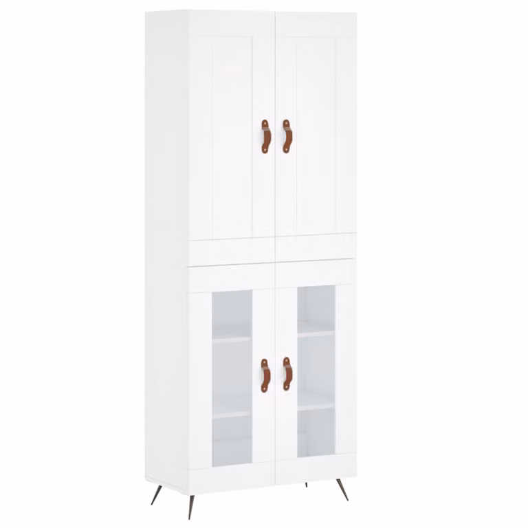 Credenza Bianca 69,5x34x180 cm in Legno Multistrato