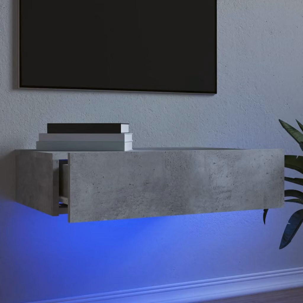 vidaXL Mobile Porta TV Moderno con Luci LED Integrate Grigio Cemento L: 60 cm, P: 35 cm, H: 15,5 cm