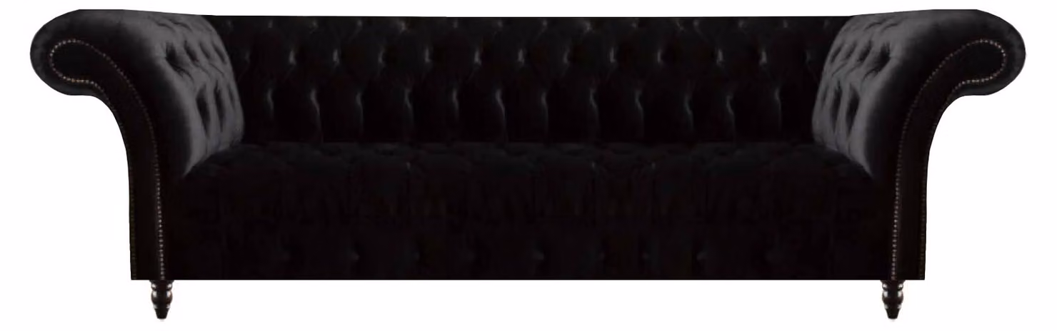 Chesterfield Komplett Schwarze Wohnzimmer Polstercouch Designer Sitzmöbel