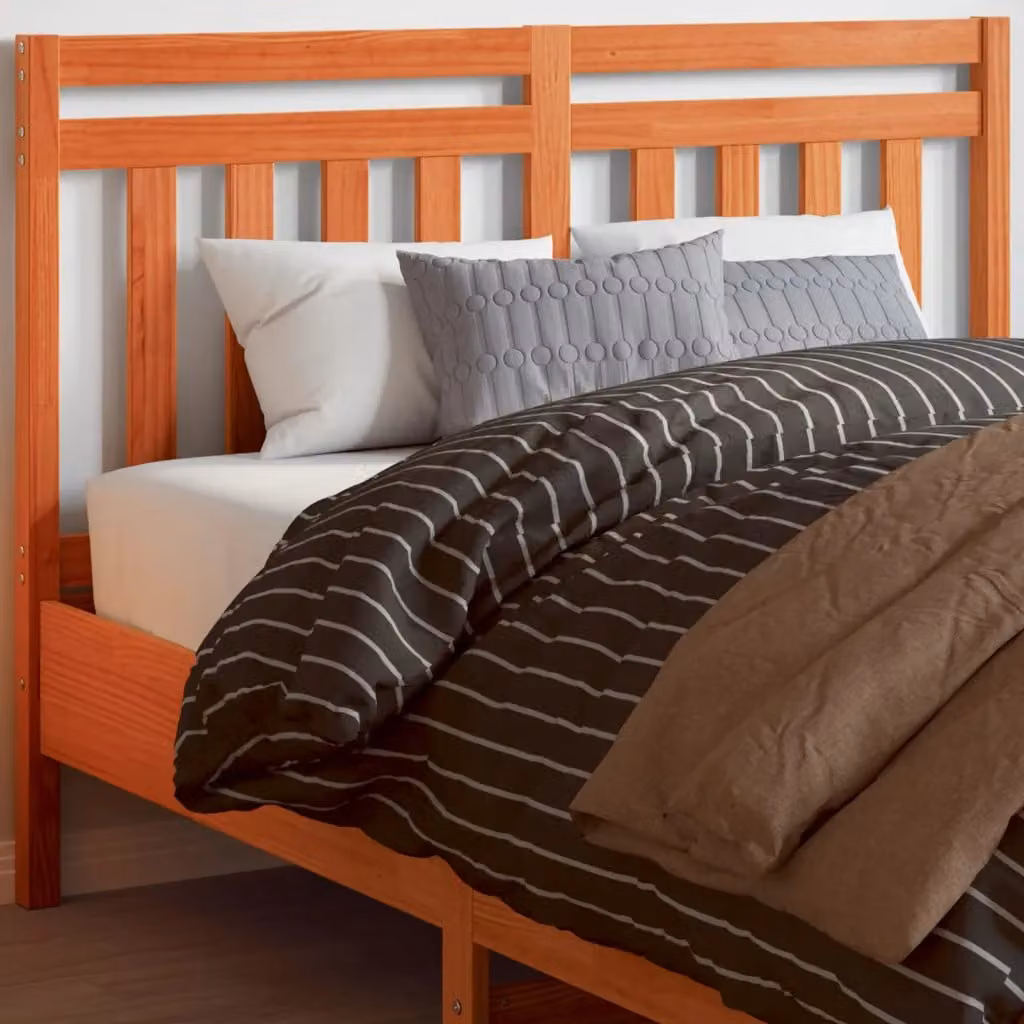 Testiera per letto vidaXL in legno massello di pino color marrone cera stile rustico L: 140,5 cm