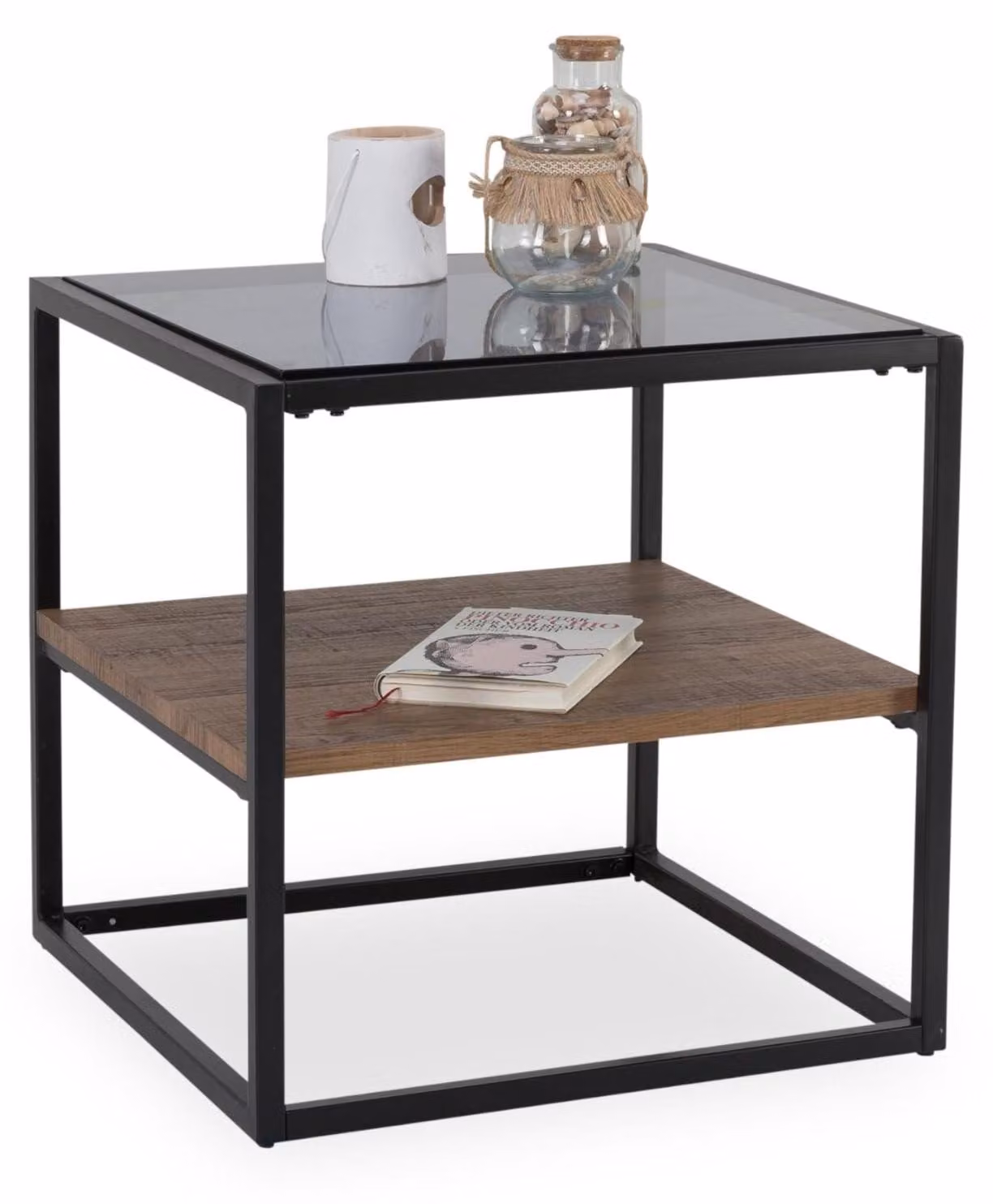 Solidchoice - Tavolino da caffè moderno con un design unico in legno e vetro