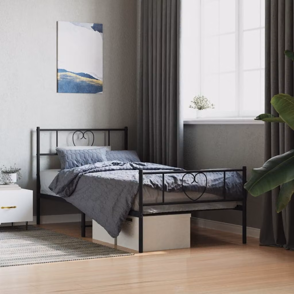 vidaXL Giroletto in metallo con testiera e pediera, Nero, 80 x 200 cm