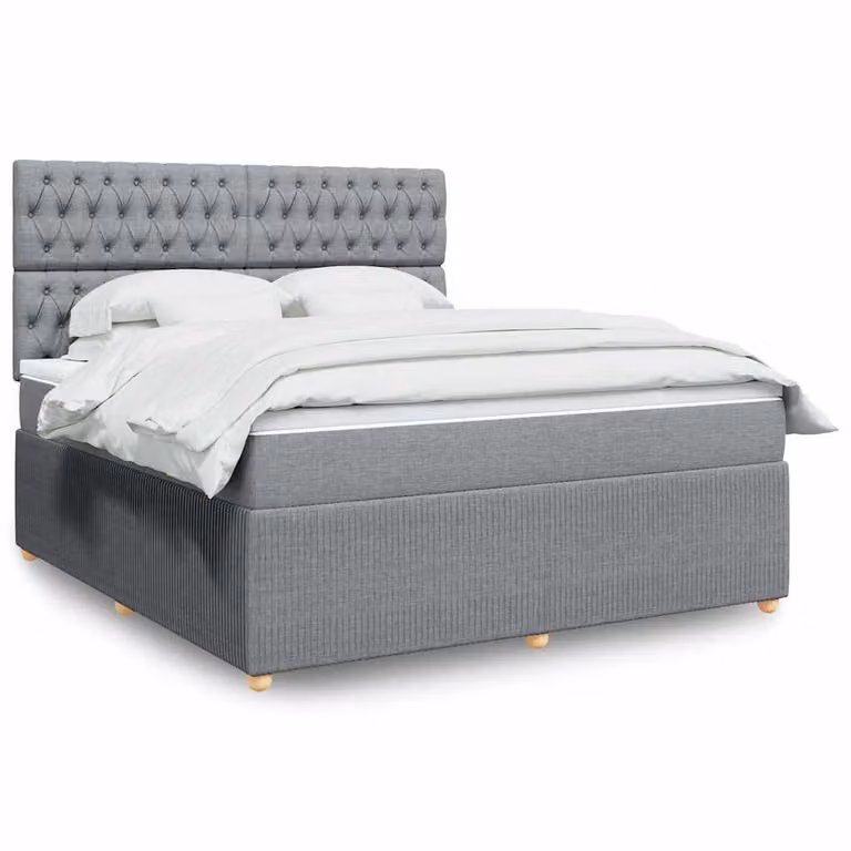 Giroletto a molle con materasso vidaXL in tessuto grigio e bianco, L/P: 180 x 200 cm