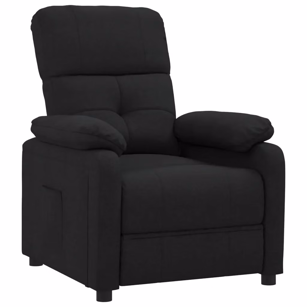 Poltrona Reclinabile Relax vidaXL in Tessuto Nero con Braccioli e Regolazione Manuale – 2