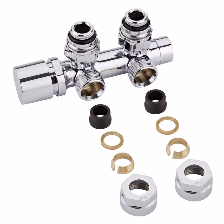Valvole a Squadra Multiblock H per Radiatori con Adattatori Ø15mm Rame