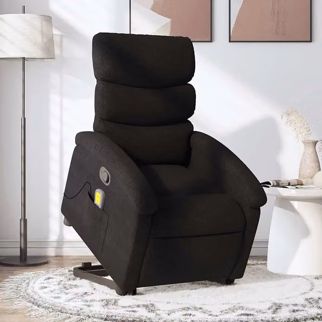 Poltrona Alzapersona Reclinabile con Assistenza Elettrica vidaXL in Tessuto Nero per Senior – 1