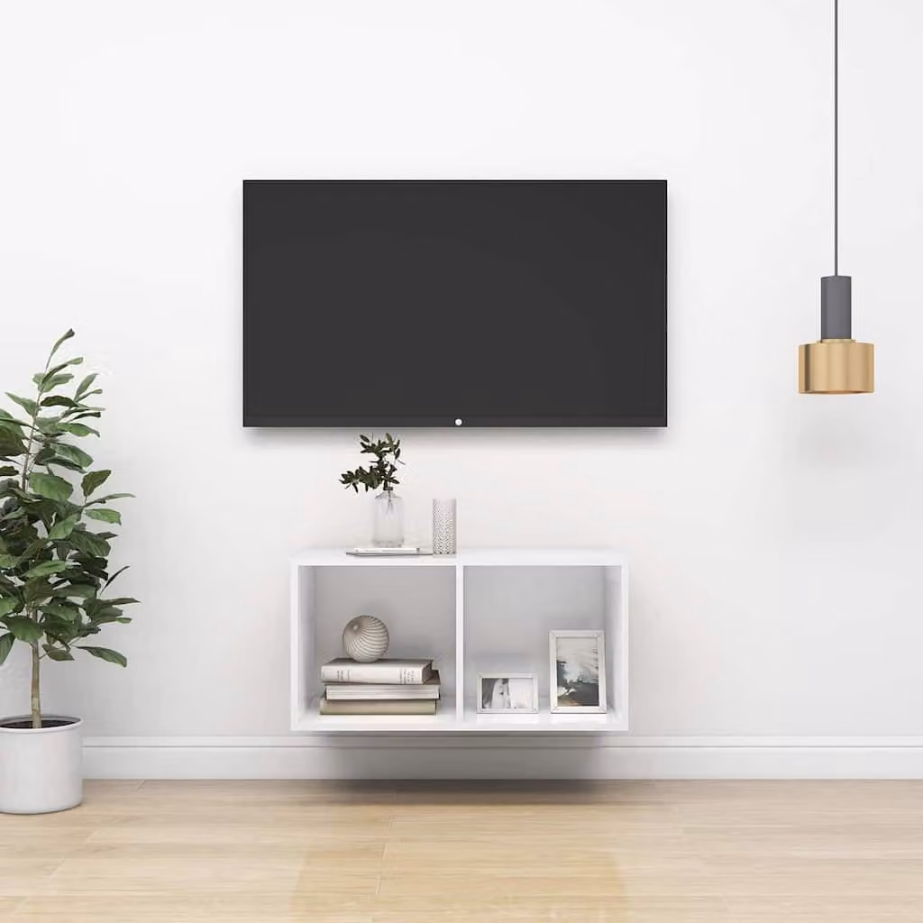 Armadietto TV da parete moderno vidaXL in legno bianco L 37 cm, P 37 cm, H 72 cm