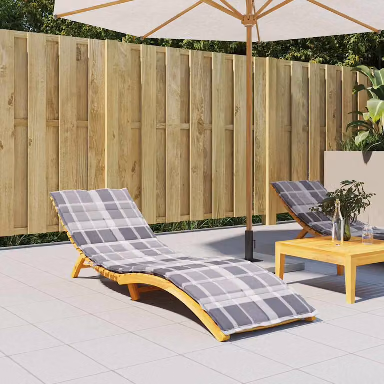 vidaXL Cuscino per Lettino a Quadri Grigio Multicolore in Tessuto Oxford Idrorepellente e Traspirante L/P/H: 200 x 60 x 3 cm