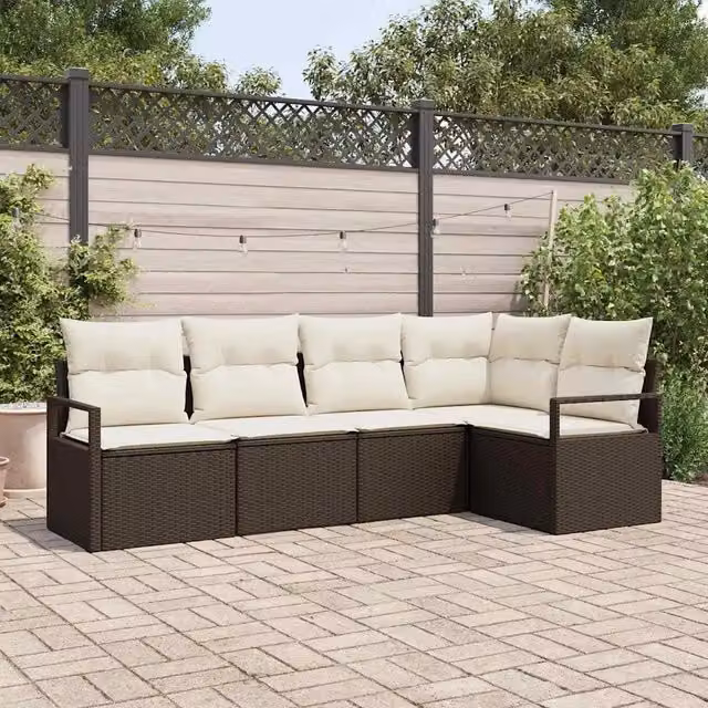 Set di divani 5 pz Marrone polyrattan 3346378