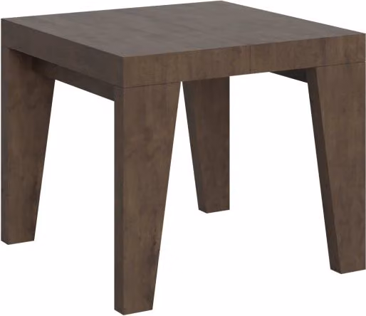 Tavolo allungabile moderno Naxor marrone con piano in MDF laminato, L/P/H: 90 x 90 x 77 cm, estensibile fino a 246 cm