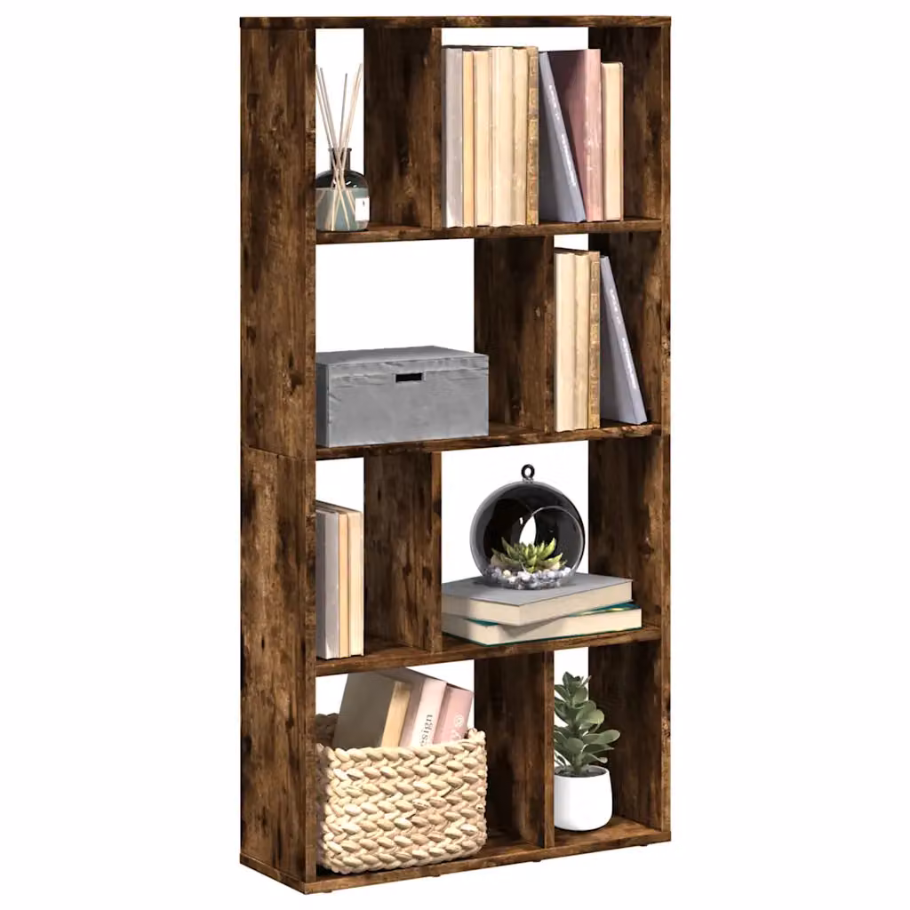 Libreria moderna vidaXL in MDF color rovere fumo, L: 60 cm, P: 20 cm, H: 120,5 cm