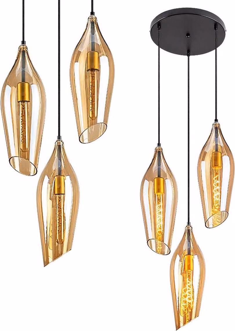 Rabalux 72203 Lampada a sospensione 3 spot Bellini, E27, nero-arancione, rotonda, moderna, ø300mm