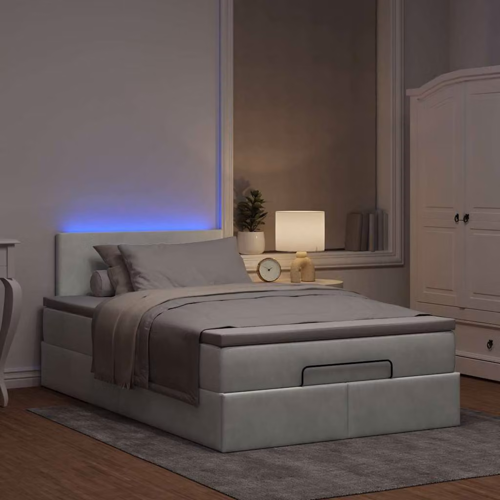 Maison Exclusive - Pouf Letto con Materasso e LED Grigio Chiaro 120x190cm Velluto