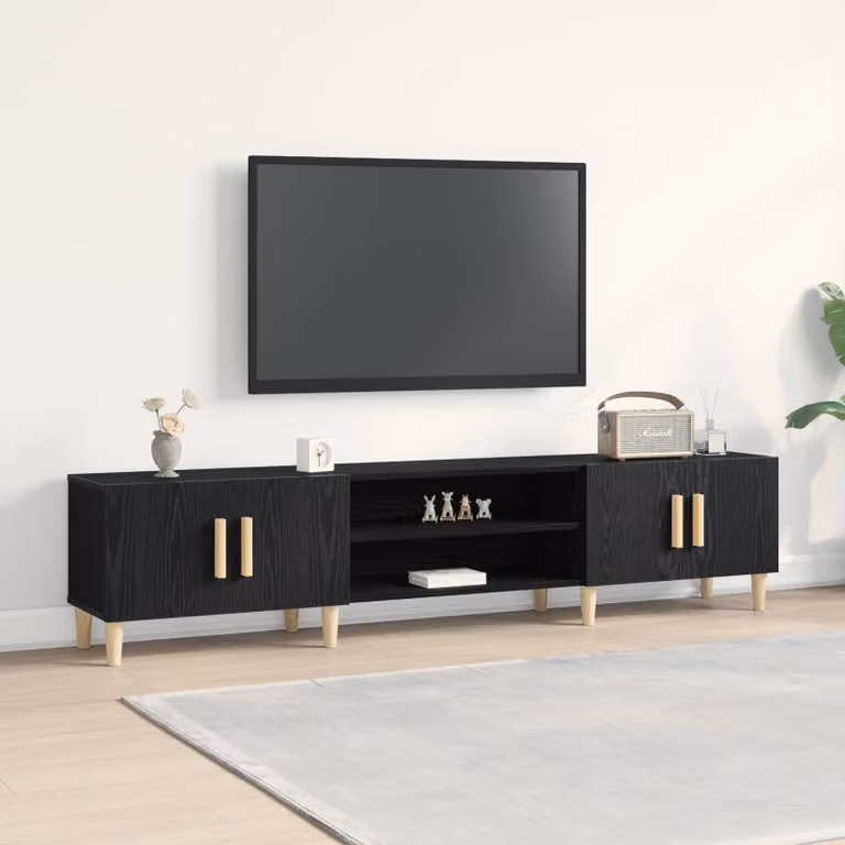 Mobile TV vidaXL moderno in legno ingegnerizzato nero e beige L: 180 cm, P: 40 cm, H: 31,5 cm