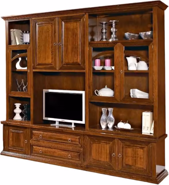 Parete attrezzata in legno Mobili 2G colore noce L: 255 cm, P: 49 cm, H: 228 cm – 3
