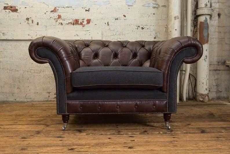 Sessel 1 Sitzer Relax Polster Fernseh Chesterfield Sofa Couchen Leder