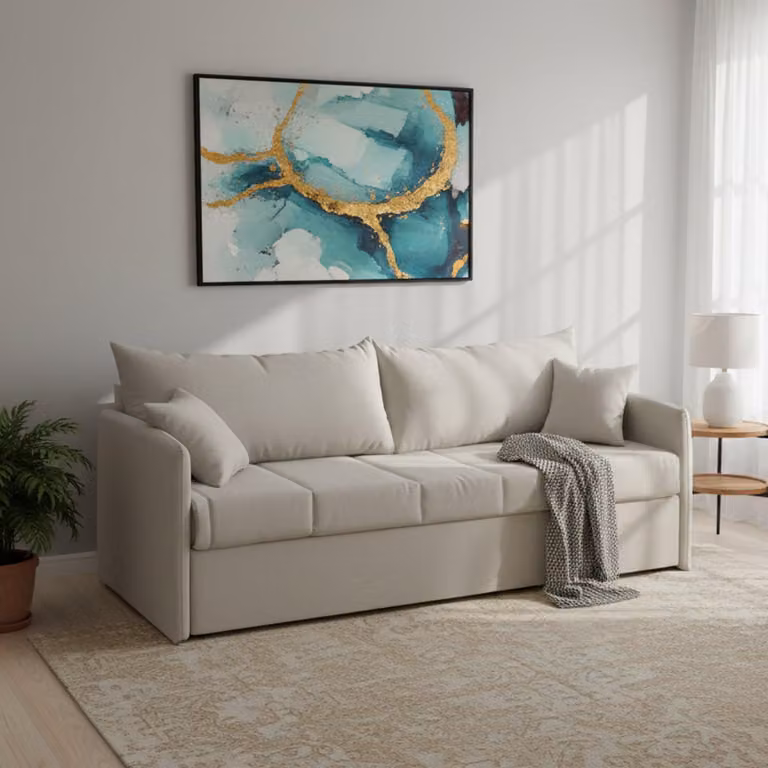 Avellana - Divano Letto 3 Posti, 205x86 cm Beige, Sfoderabile  Italy