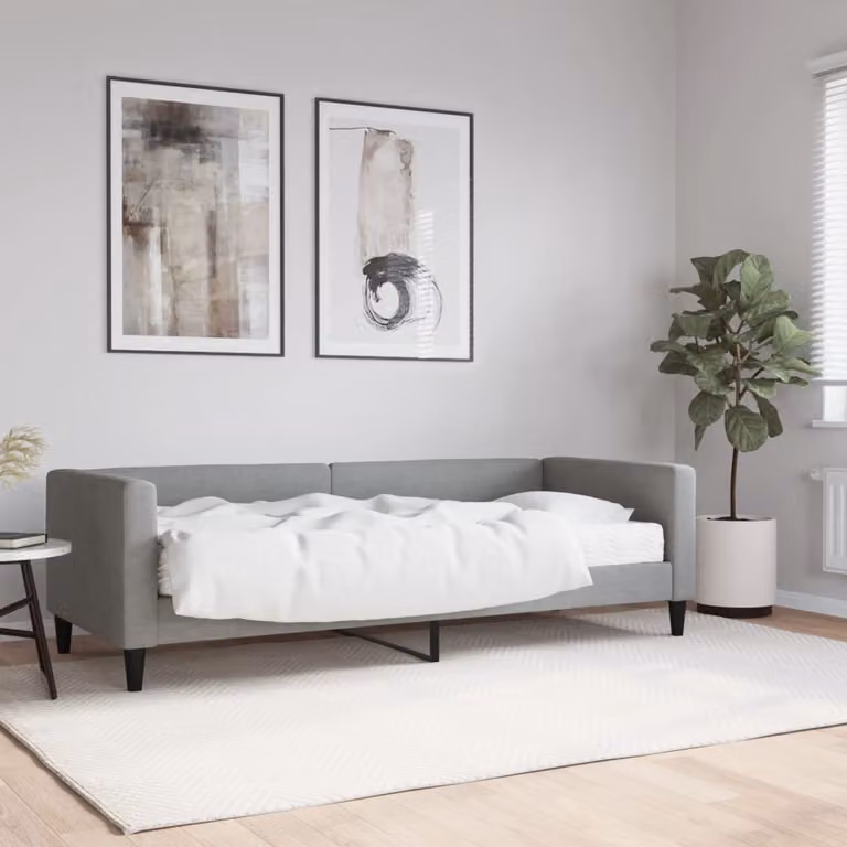vidaXL Divano Letto con Materasso in Tessuto Grigio Chiaro