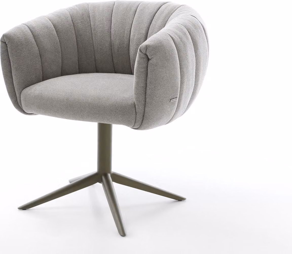 DELIFE Sedia girevole Jada-Flex Tessuto strutturato Soft Grey Basamento con effetto finitura titanio Girevole a 360° Funzione oscillante Molle insacchettate
