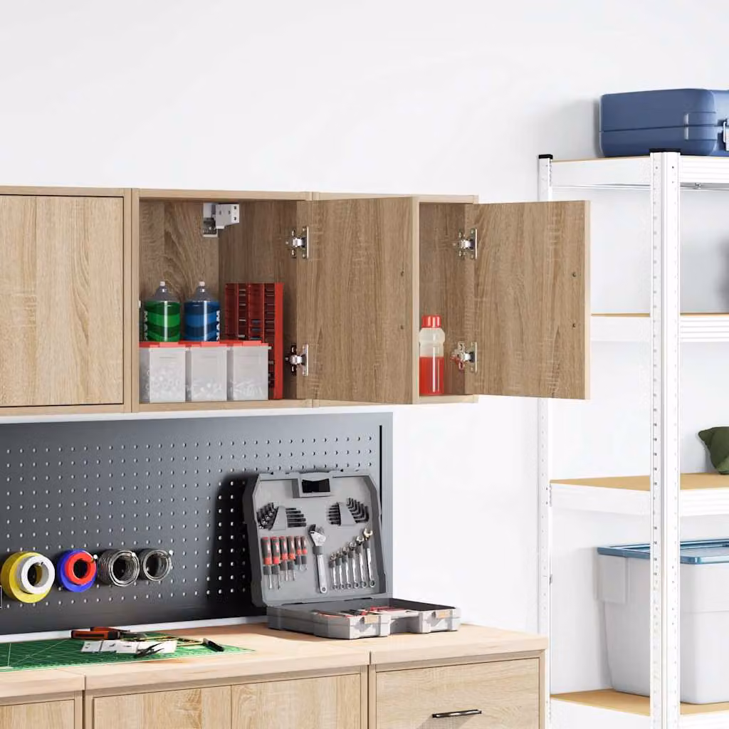 vidaXL Pensili per Garage 2 pz Rovere Sonoma in Legno Multistrato