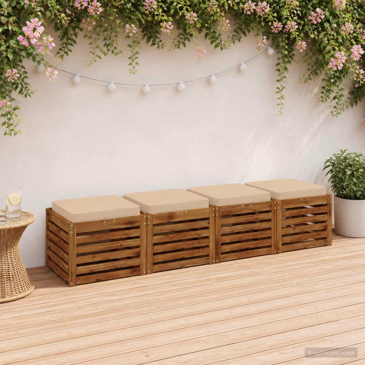 Set di 4 cuscini per sedia vidaXL VUGHT in poliestere, colore beige