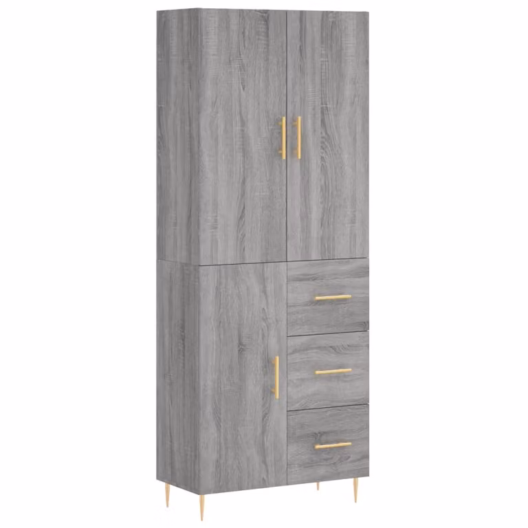 Credenza Grigio Sonoma 69,5x34x180 cm in Legno Multistrato