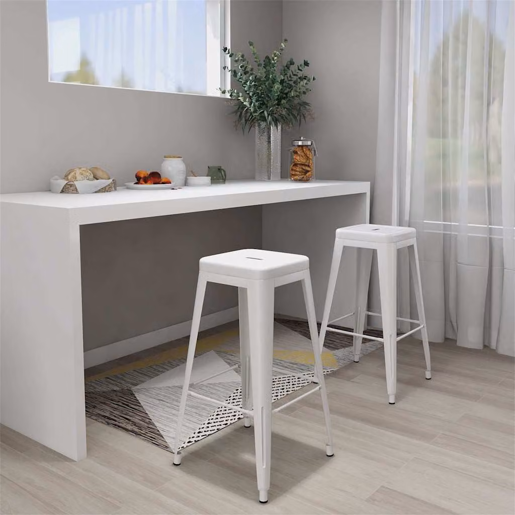Set di 2 sgabelli da bar impilabili vidaXL in metallo bianco per cucina in stile industriale