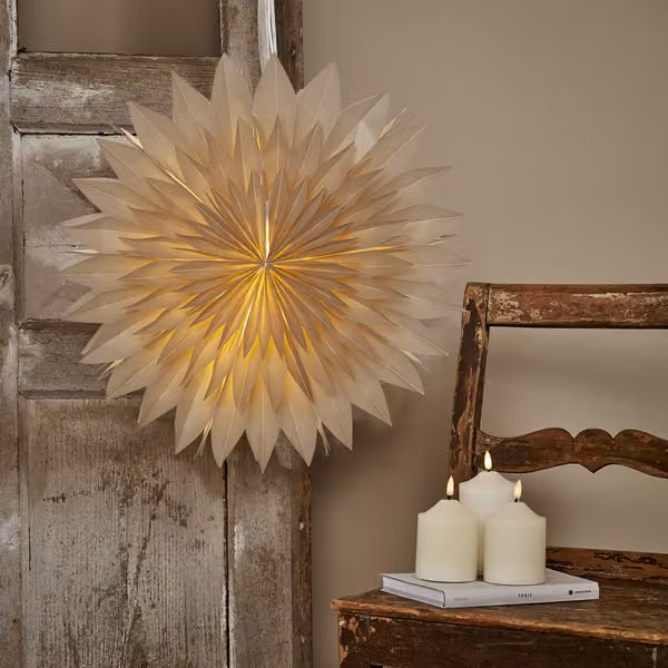 Star Trading, decorazione a stella, color beige, in carta, per Natale, confezione singola, 500 mm, 170 mm