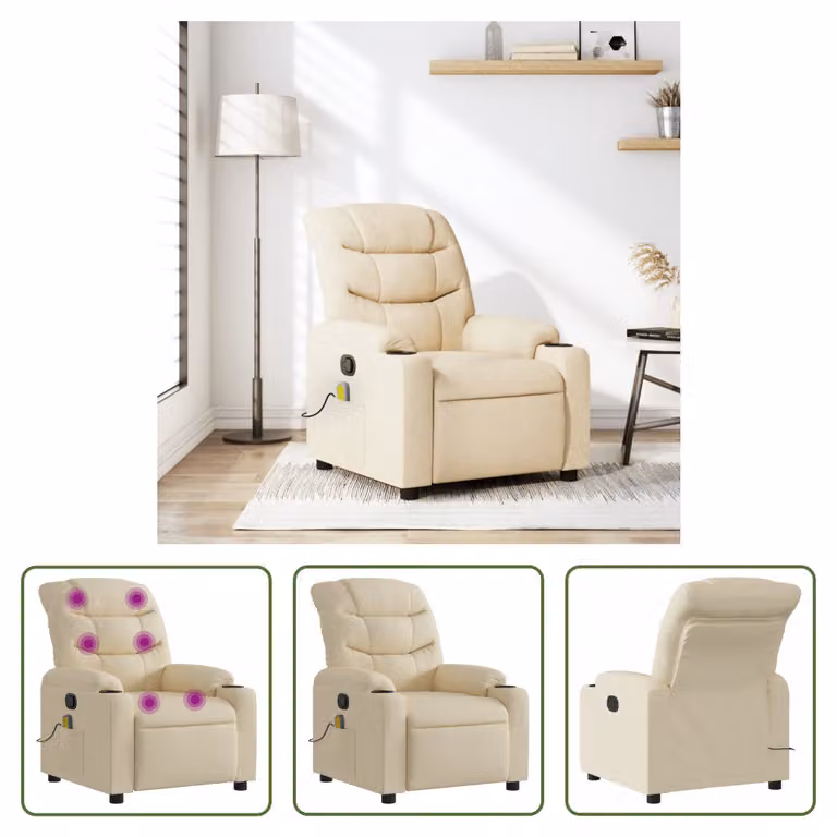 The Living Store poltrona massaggiante in tessuto crema