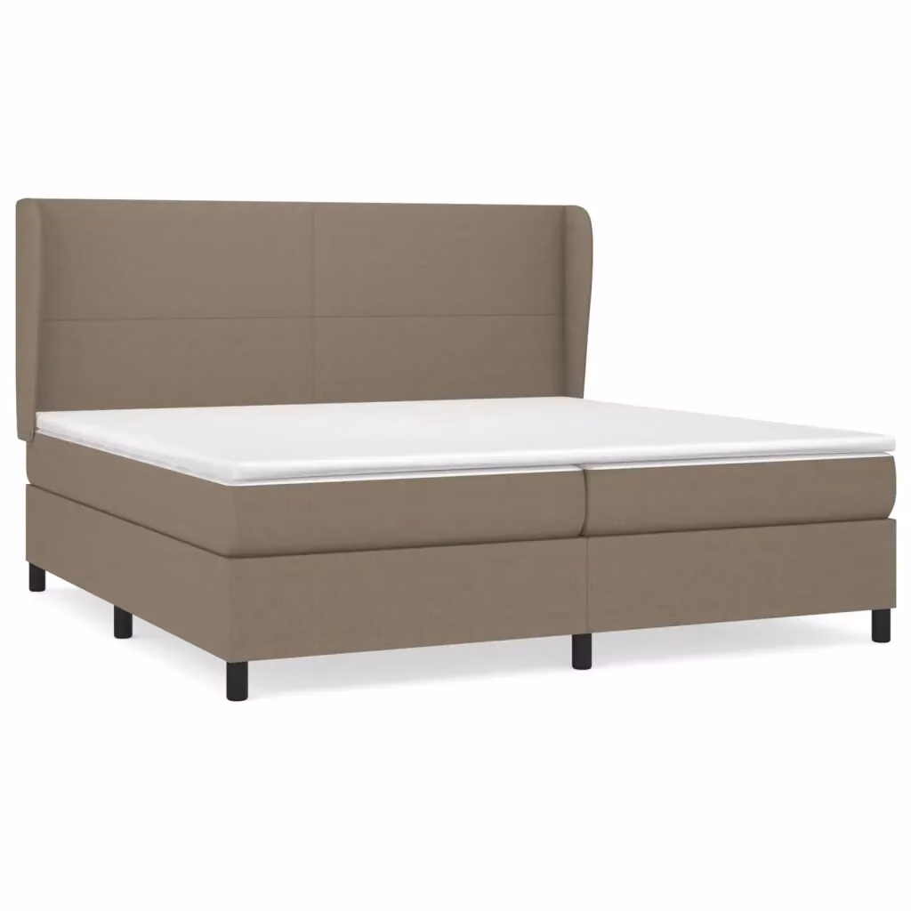 Letto Ibrido vidaXL con Giroletto a Molle e Materasso in Tessuto Beige e Bianco L/P/H: 203 x 203 x 128 cm – 2