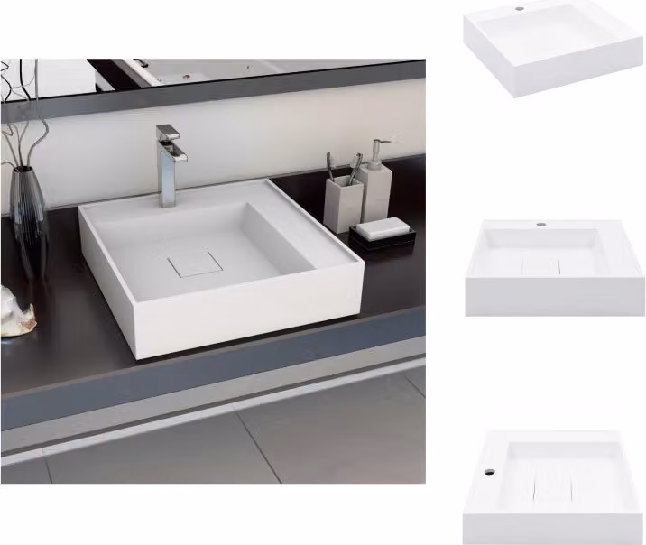 vidaXL Lavabo 50 x 50 x 12,3 cm Fusione minerale/marmo bianco - Lavabo bagno