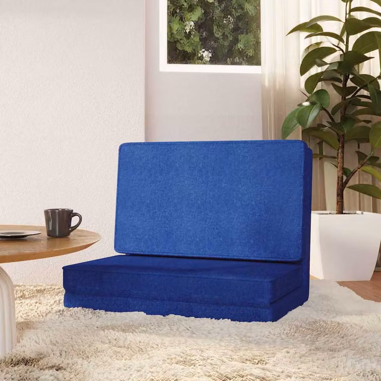 Sedia a sdraio pieghevole vidaXL in tessuto blu con struttura in acciaio verniciato a polvere e poggiatesta regolabile