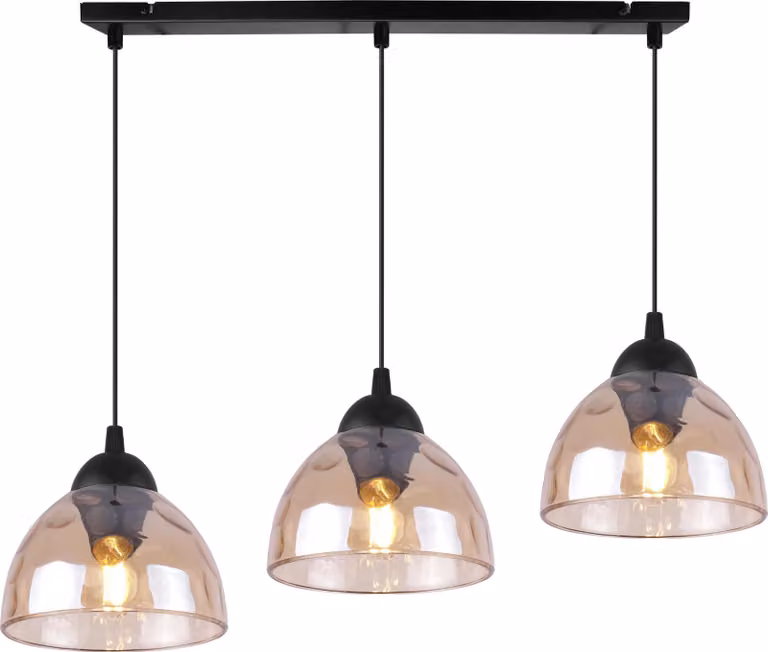 Lampada a sospensione Venice a 3 luci con paralumi in vetro ambrato E27