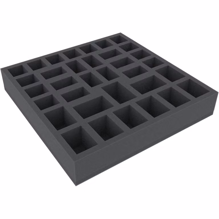 Inserto in schiuma 285x285x50 mm con 34 scomparti per giochi da tavolo