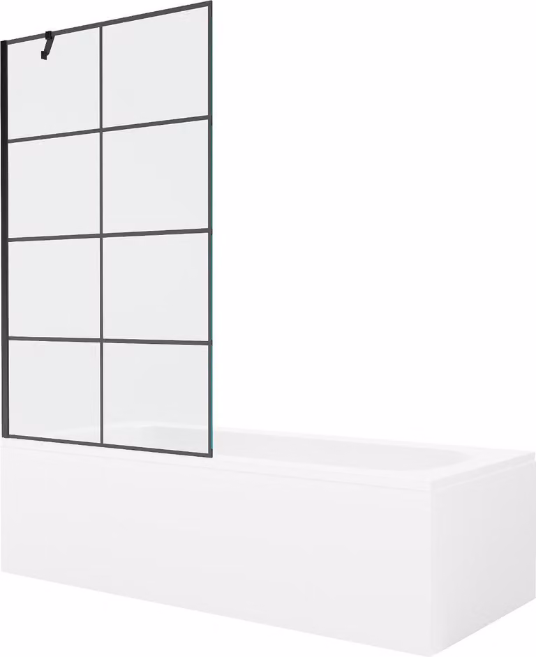 Mexen Vega vasca rettangolare 180 x 80 cm con rivestimento e paravento a 1 anta 100 cm, motivo nero - 550118080X9510007077