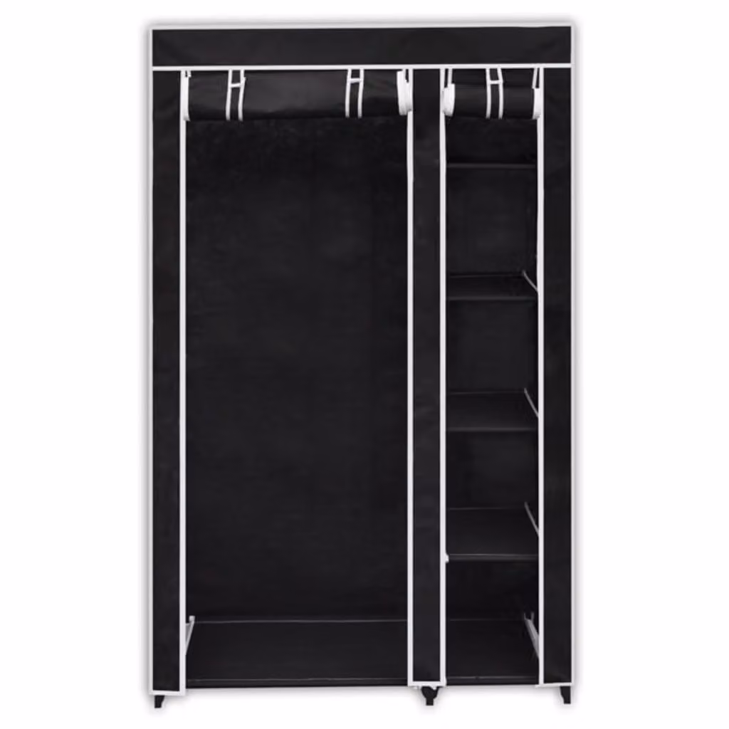 Armadio pieghevole in tessuto nero 110 x 45 x 175 cm