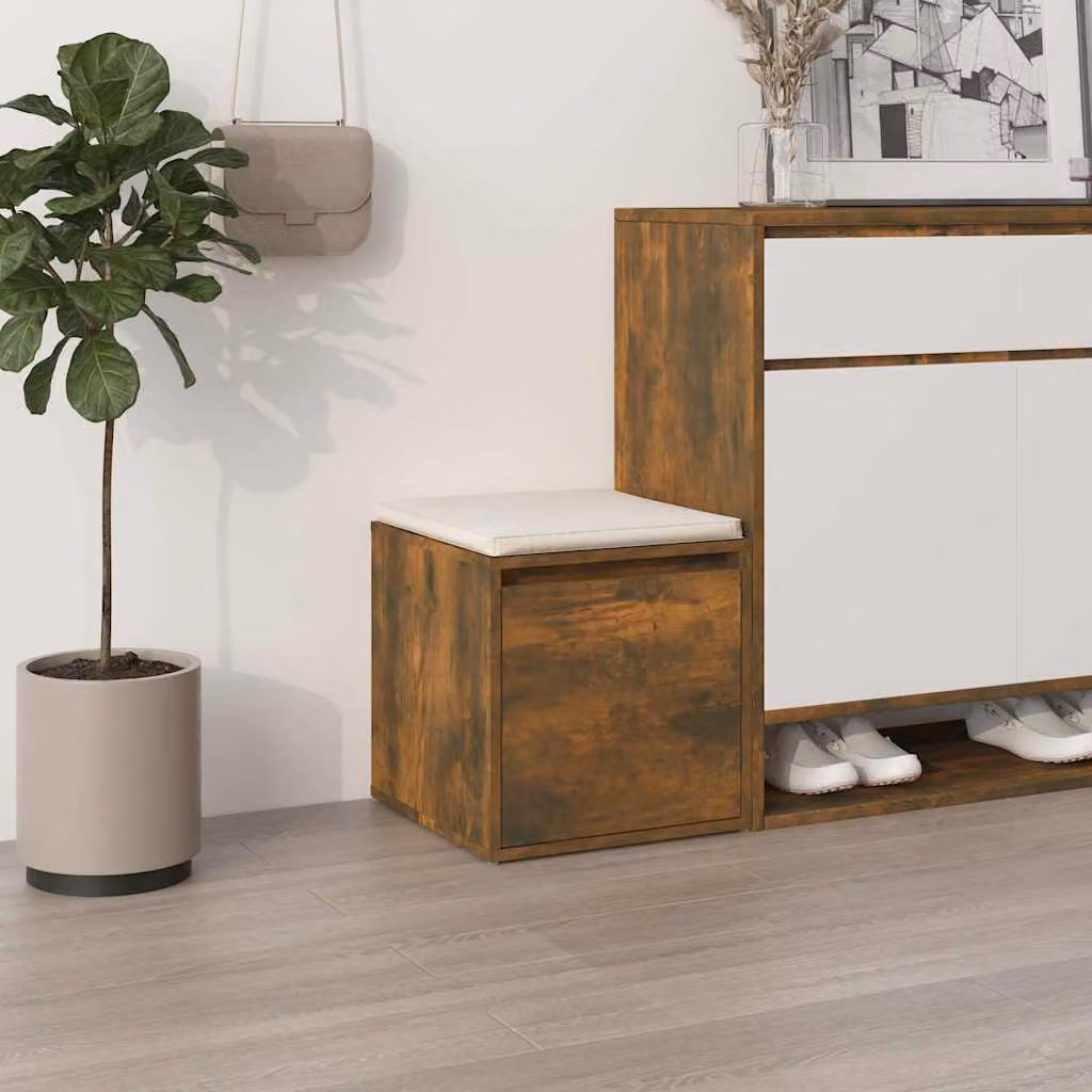 Cassetto Contenitore vidaXL in Legno Multistrato e MDF, Rovere Fumo, L/P/H: 40,5 x 40 x 40 cm