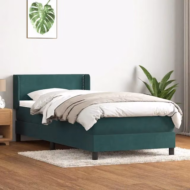 Giroletto a Molle con Materasso Verde Scuro 80x220 cm Velluto 3318054