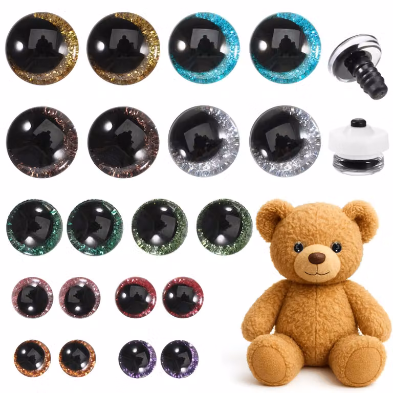 Set di 20 occhi di sicurezza 3D scintillanti, di dimensioni da 12 a 20 mm, per realizzare animali all'uncinetto