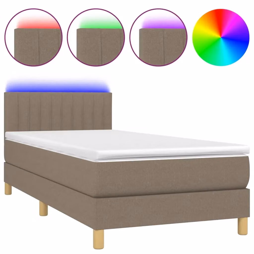 Letto Ibrido con Materasso e Illuminazione LED vidaXL in Tessuto Tortora L/P/H: 100 x 200 x 203 cm – 2