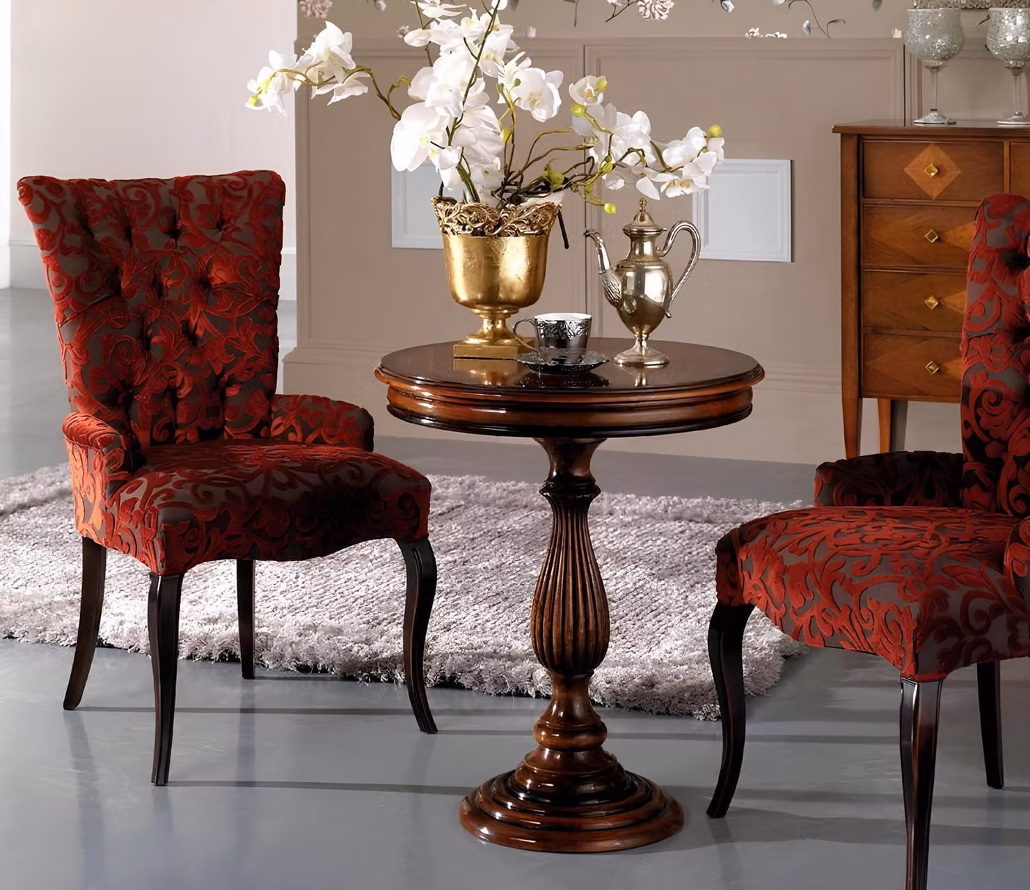 Wohnzimmer Lehn Stühle Luxus Sessel Stuhl Holz Braun Italienische Möbel Polster