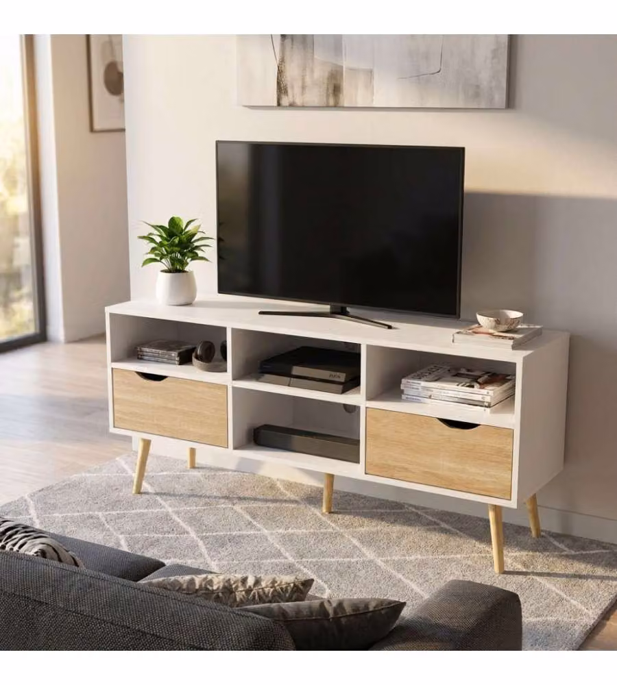 Cosma Mobile Porta TV Brody Legno Bianco 117x39x58 cm Moderno