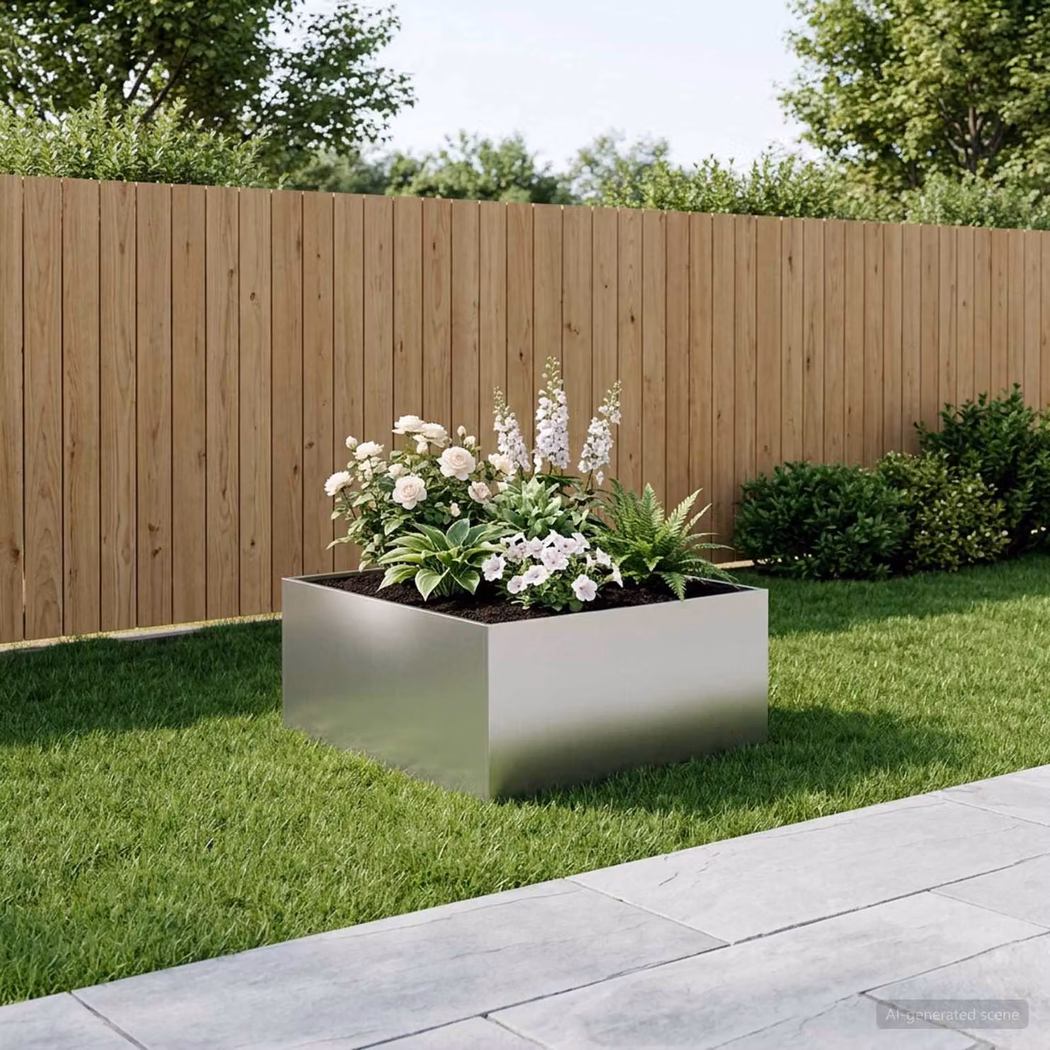 Vaso da giardino vidaXL in acciaio zincato Argento L: 80 cm, P: 80 cm, H: 40 cm