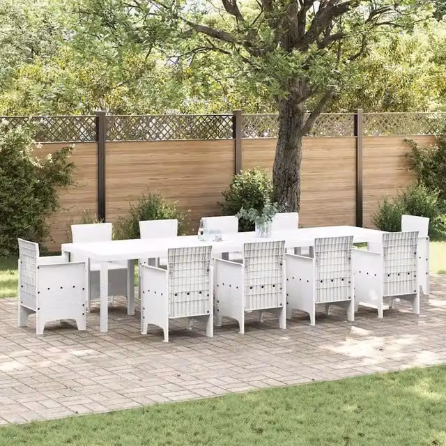 Tavolo da Giardino Bianco 350 x 100 x 74 cm polyrattan 3378526