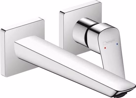Miscelatore per lavabo da montare a parete, con gruppo di scarico – Risparmio idrico, cromo