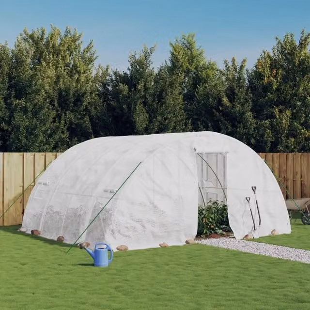 Serra con struttura in acciaio bianca 20 m² 5x4x2,3 m 3188094