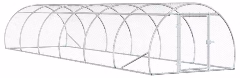Alloggio per polli, modello Silber, dimensioni 600 x 150 x 100 cm, realizzato in acciaio zincato